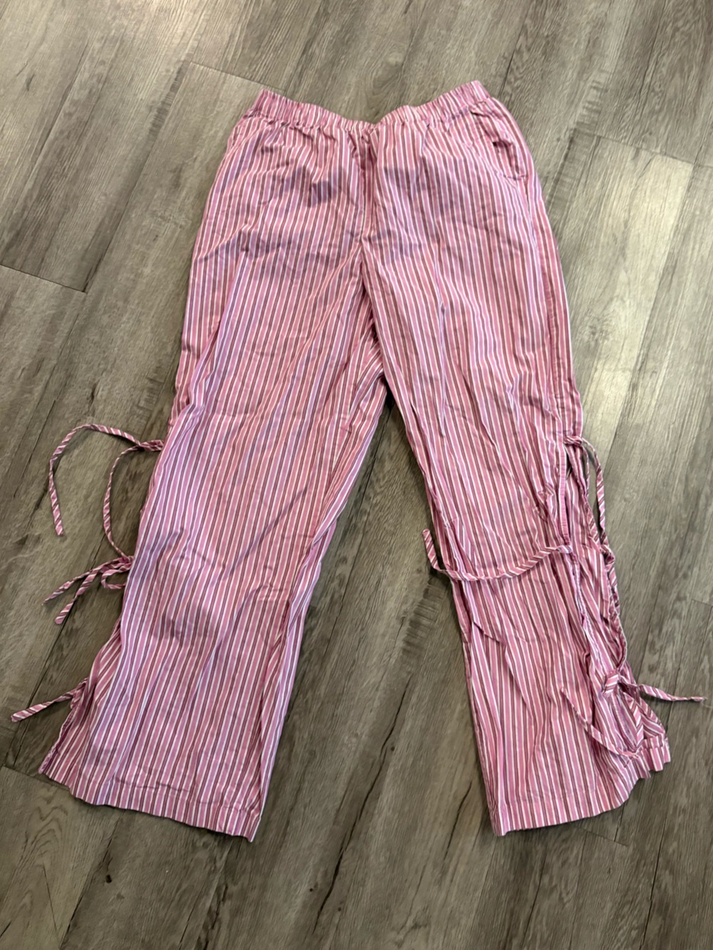 wild fable Pink Striped Wide-Leg Tie-Waist Pants